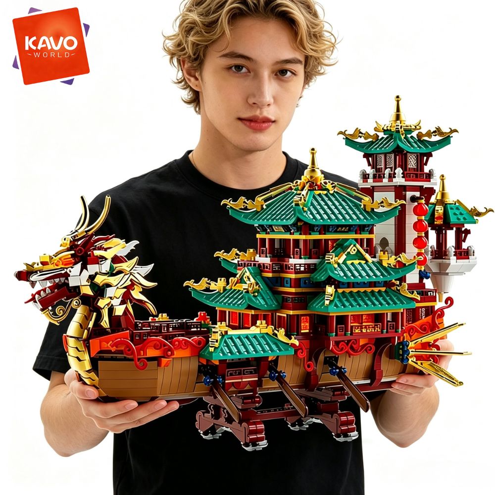 Gaming Console Lego - KAVOWORLD 2453pcs Dragon Boat Building Blocks