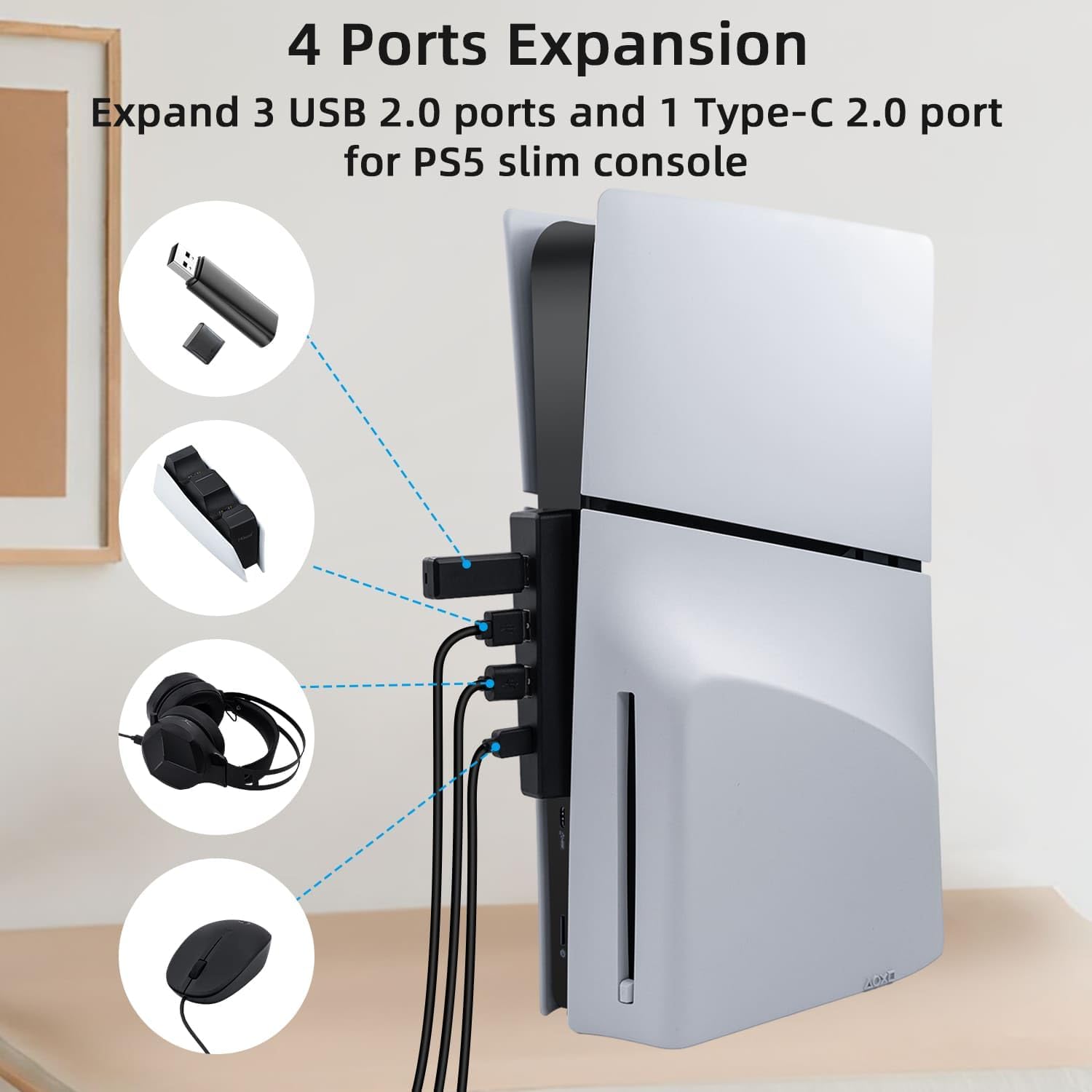 4 Ports USB Hub for PS5 Slim D - Sony Console Ps5 Slim 评论和价格
