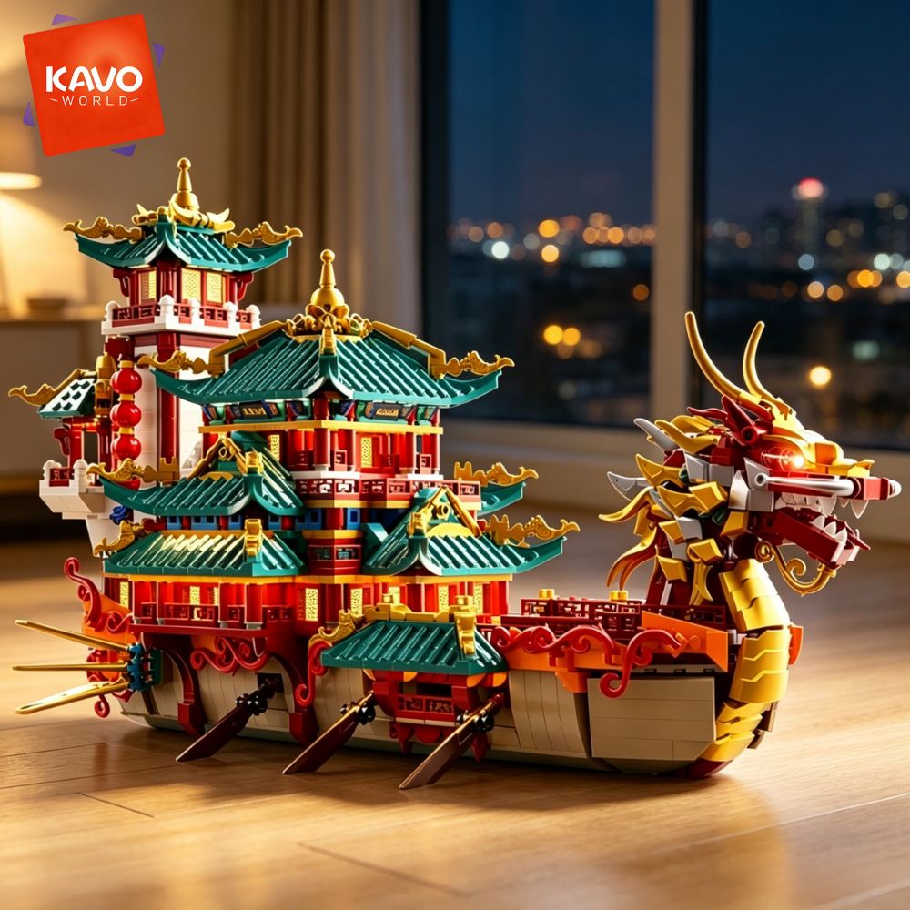 KAVOWORLD 2453pcs Dragon Boat  - Gaming Console Lego 评论和价格
