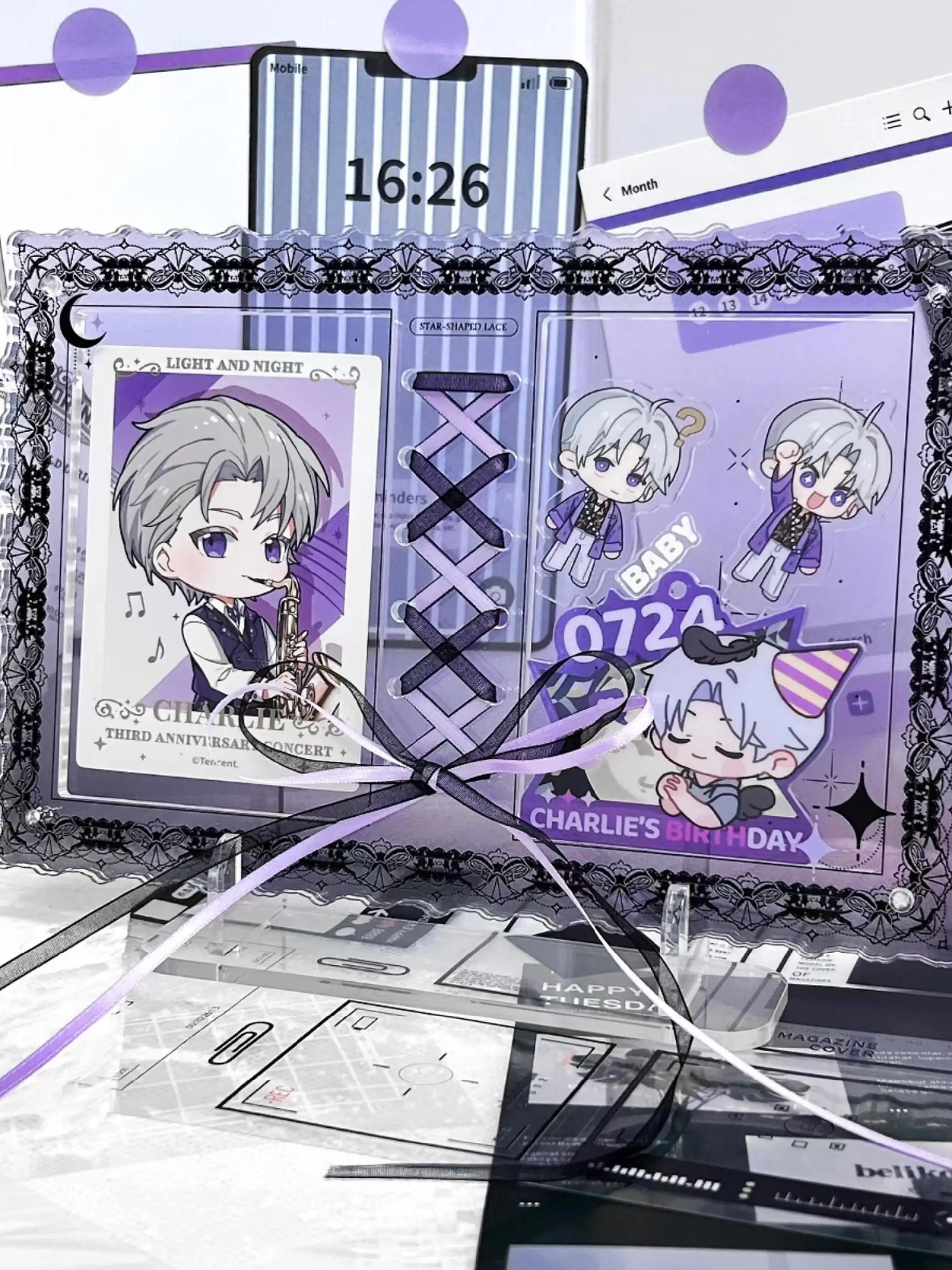 Ribbon Lace Gradient Acrylic F - Gaming Card Holder 评论和价格